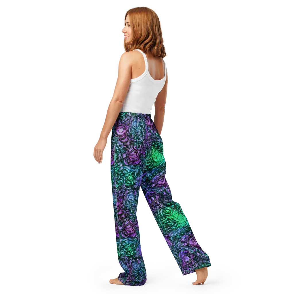 Neon Midnight Garden on Women's Pajama Pants — Back