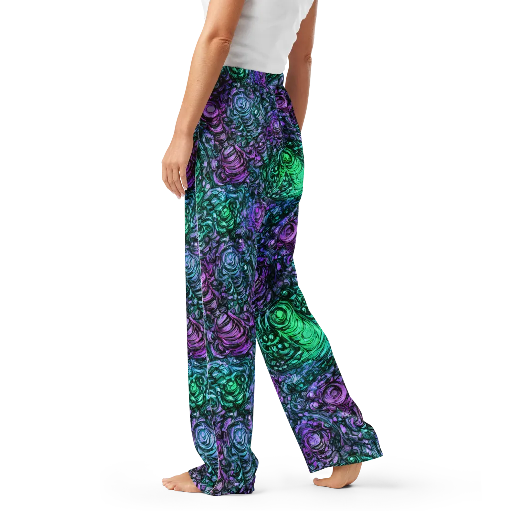Neon Midnight Garden on Women's Pajama Pants — Left