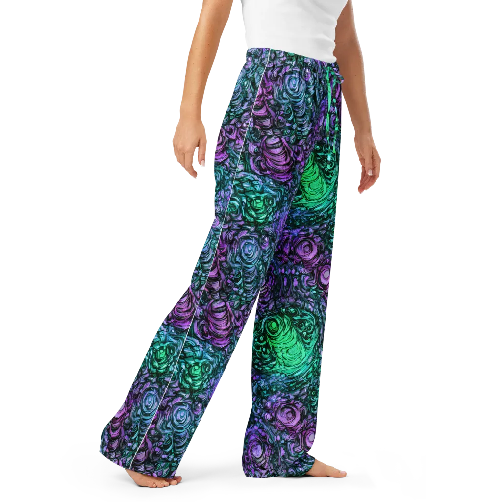 Neon Midnight Garden on Women's Pajama Pants — Right Front