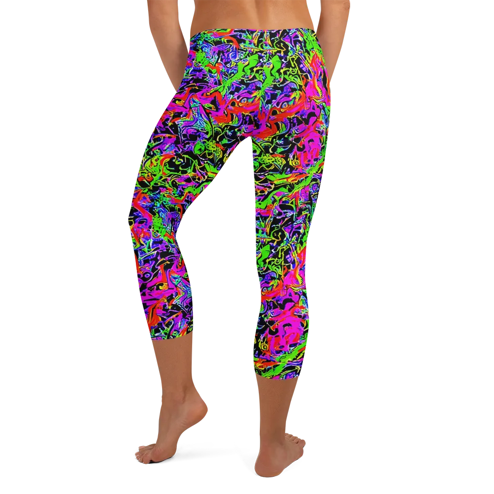 Acid Dreamscape on Capri Leggings — Back