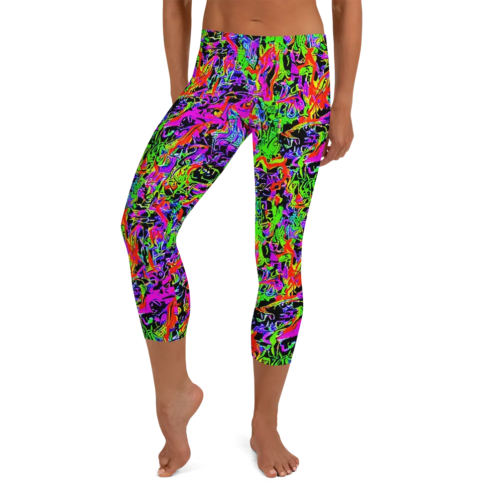 Acid Dreamscape on Capri Leggings — Front