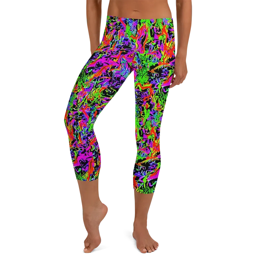 Acid Dreamscape on Capri Leggings — Front