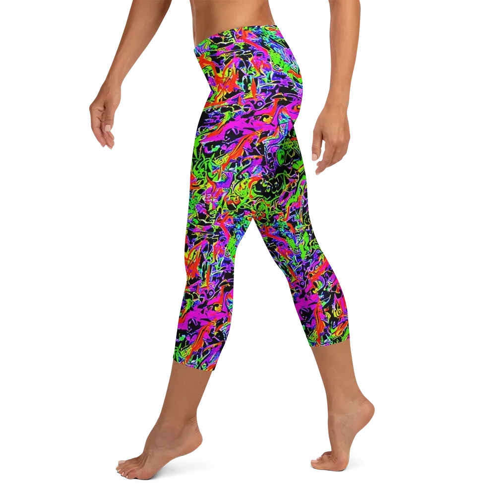 Acid Dreamscape on Capri Leggings — Left