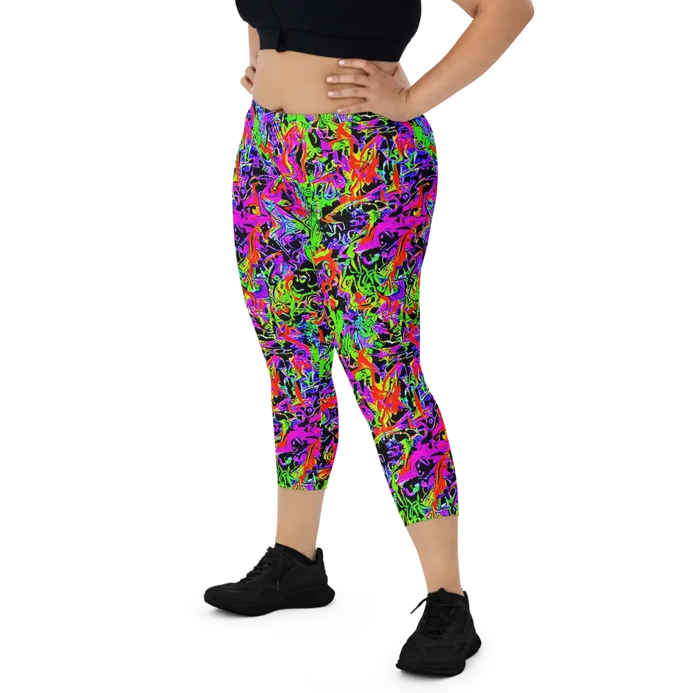 Acid Dreamscape on Capri Leggings — Front