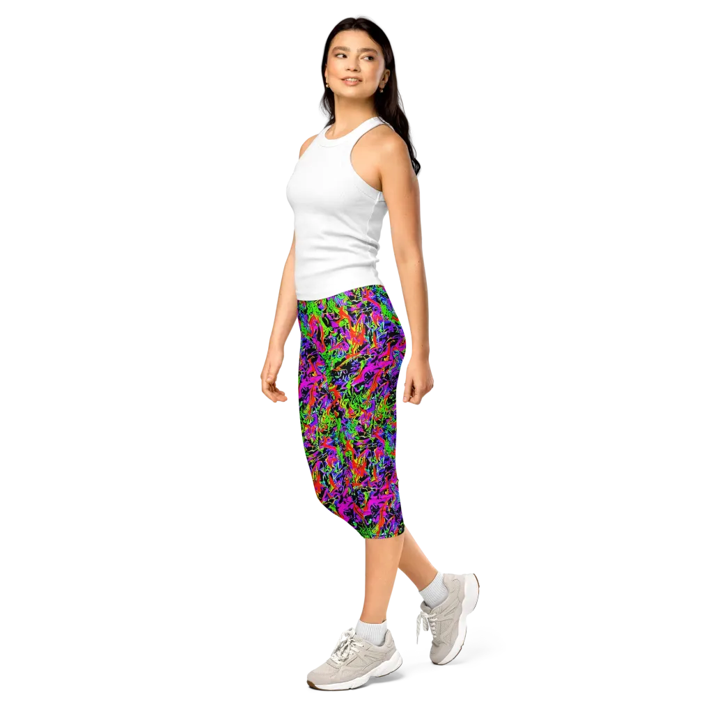 Acid Dreamscape on Capri Leggings — Left Front