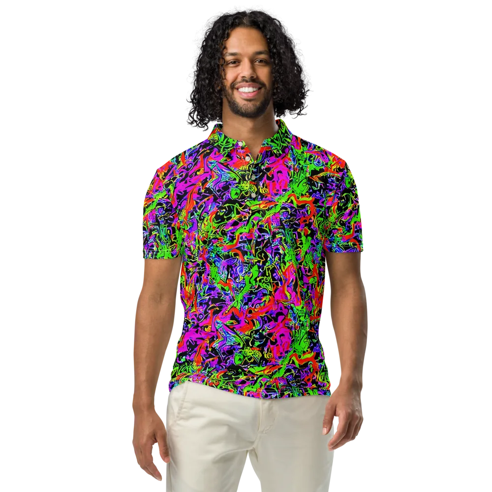 Acid Dreamscape on Men's Slim Fit Polo Shirt — Front