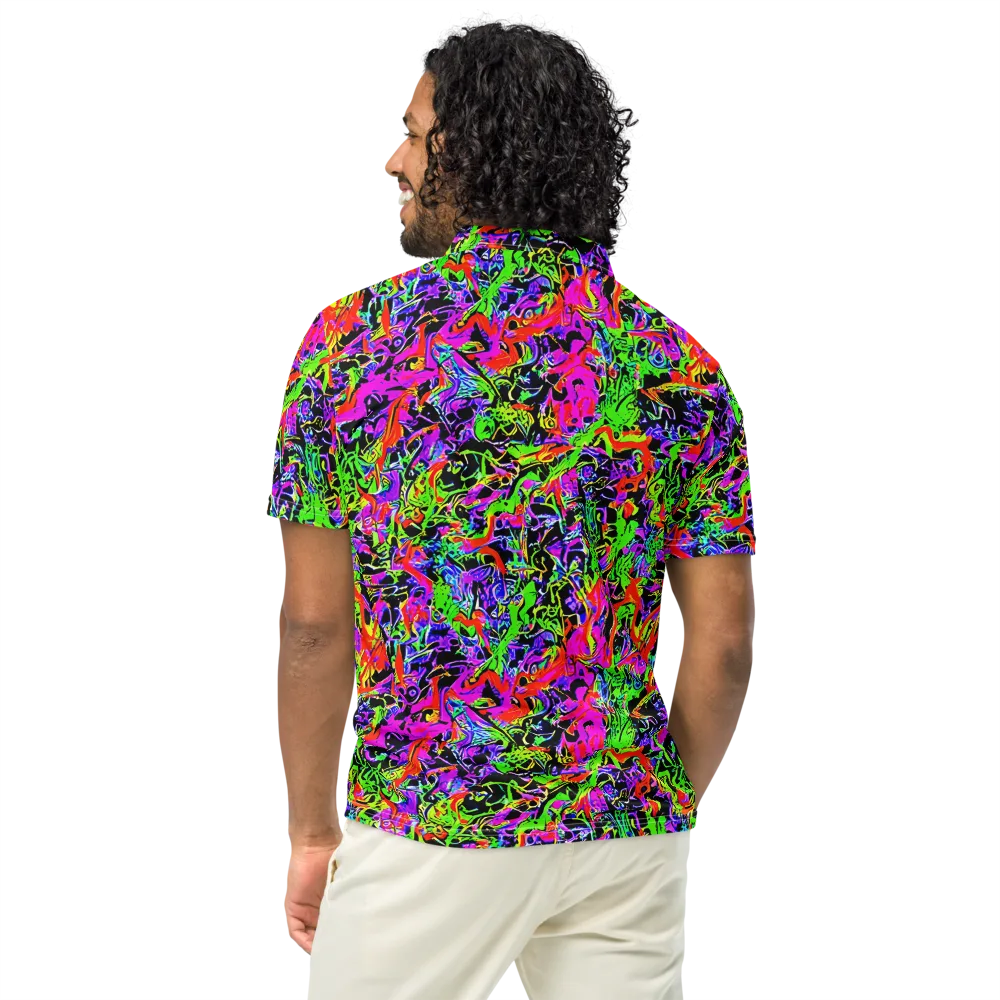 Acid Dreamscape on Men's Slim Fit Polo Shirt — Back