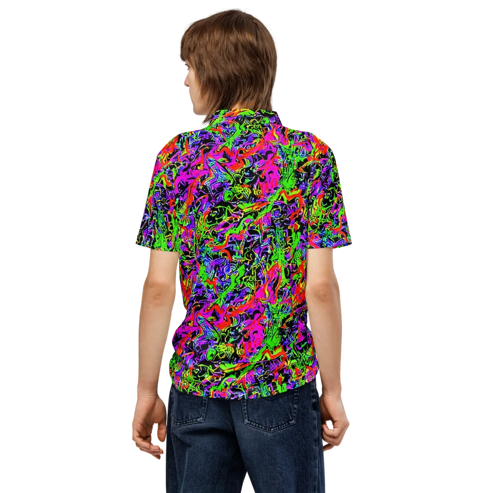 Acid Dreamscape on Men's Slim Fit Polo Shirt — Back