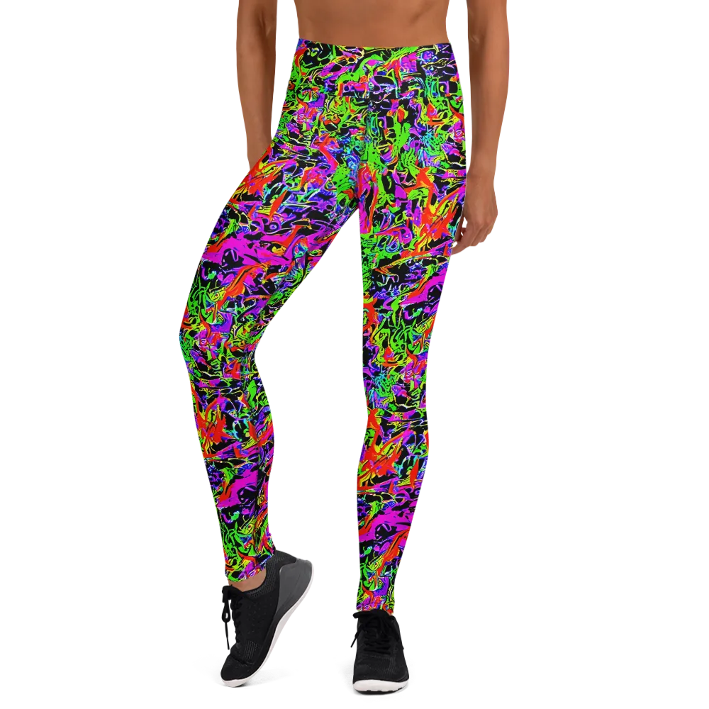 Acid Dreamscape on Yoga Leggings — Front