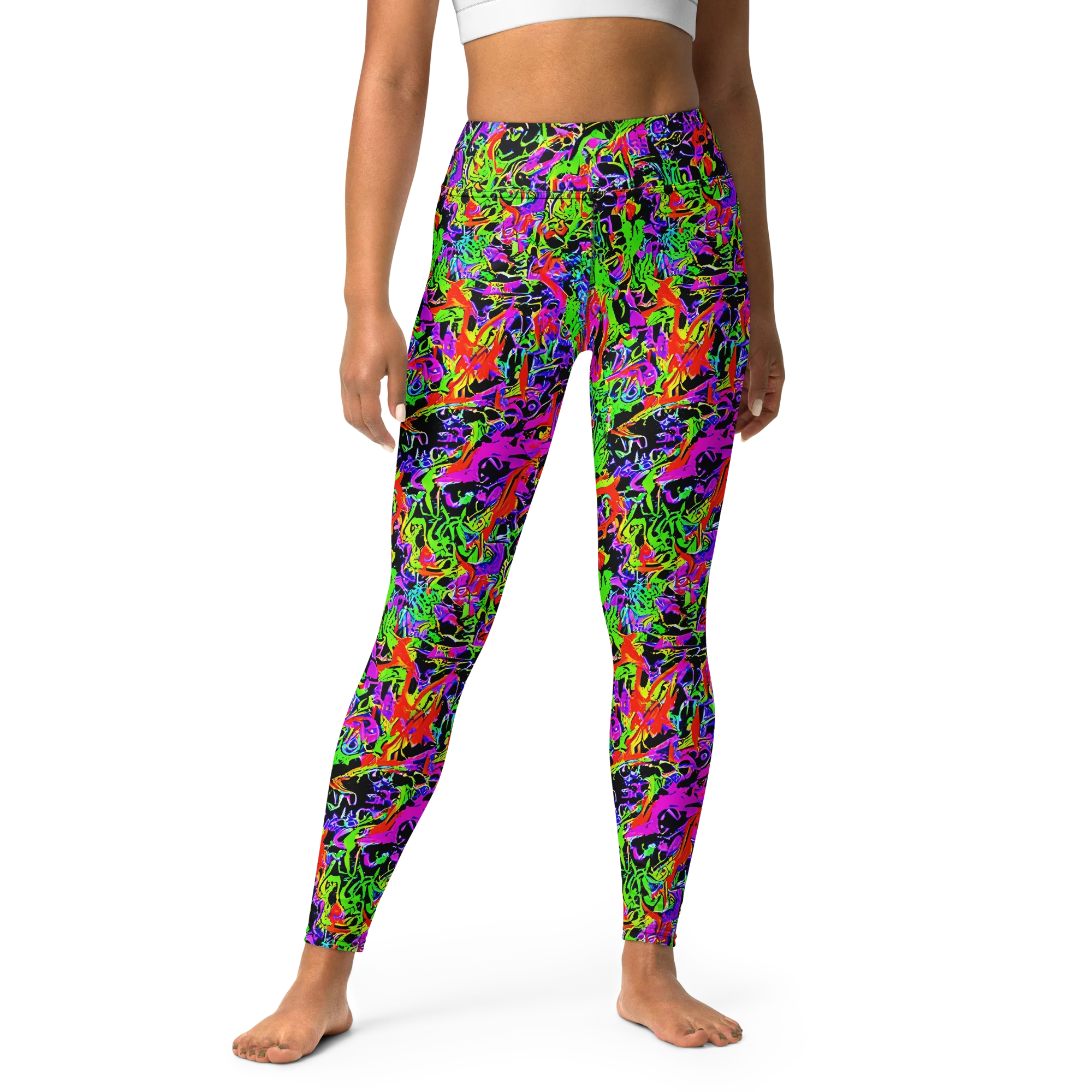 Acid Dreamscape on Yoga Leggings — Front