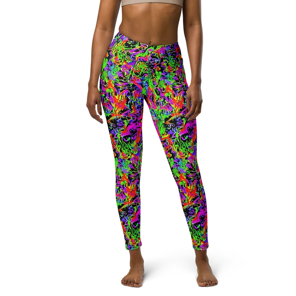 Acid Dreamscape on Yoga Leggings — Front