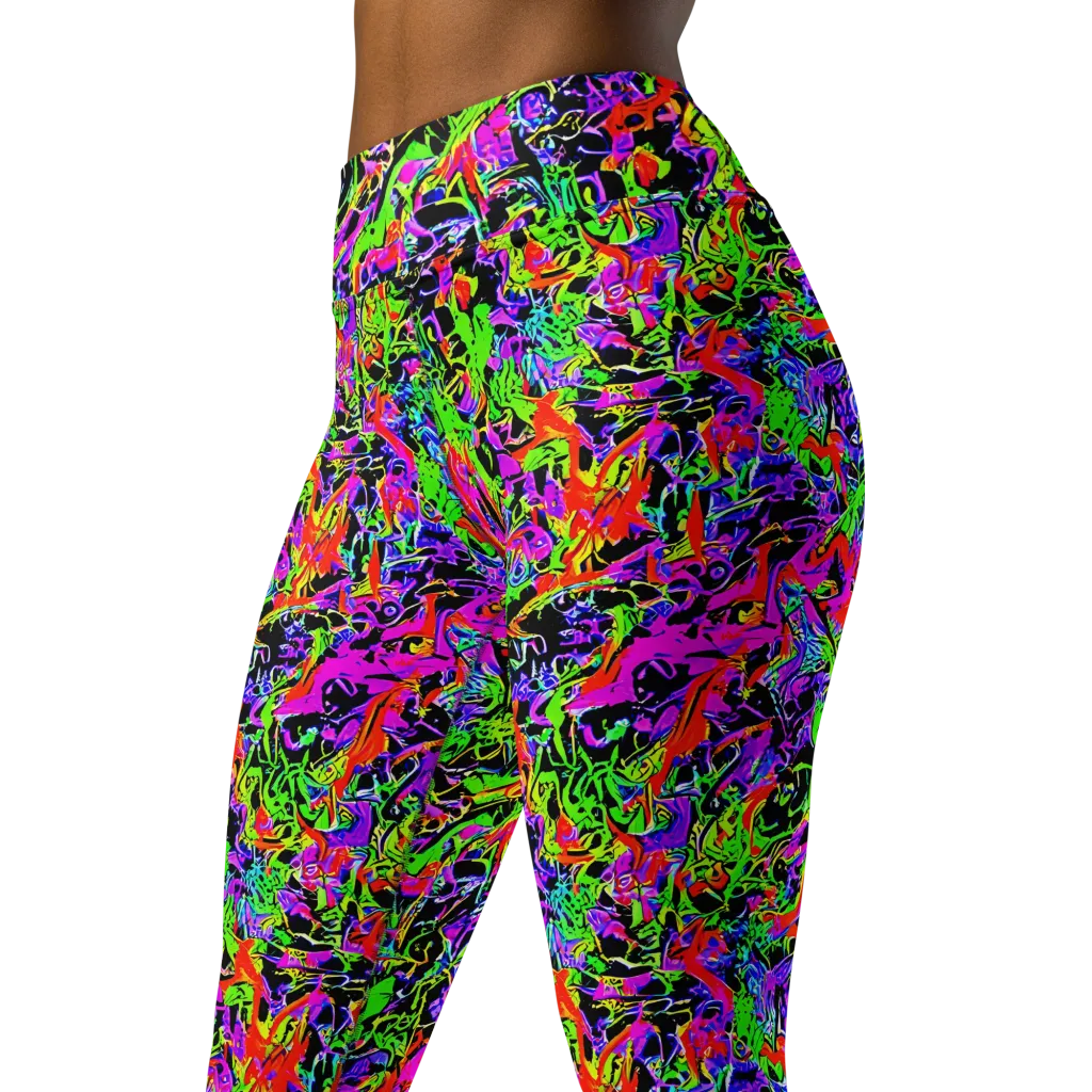 Acid Dreamscape on Yoga Leggings — Left Front