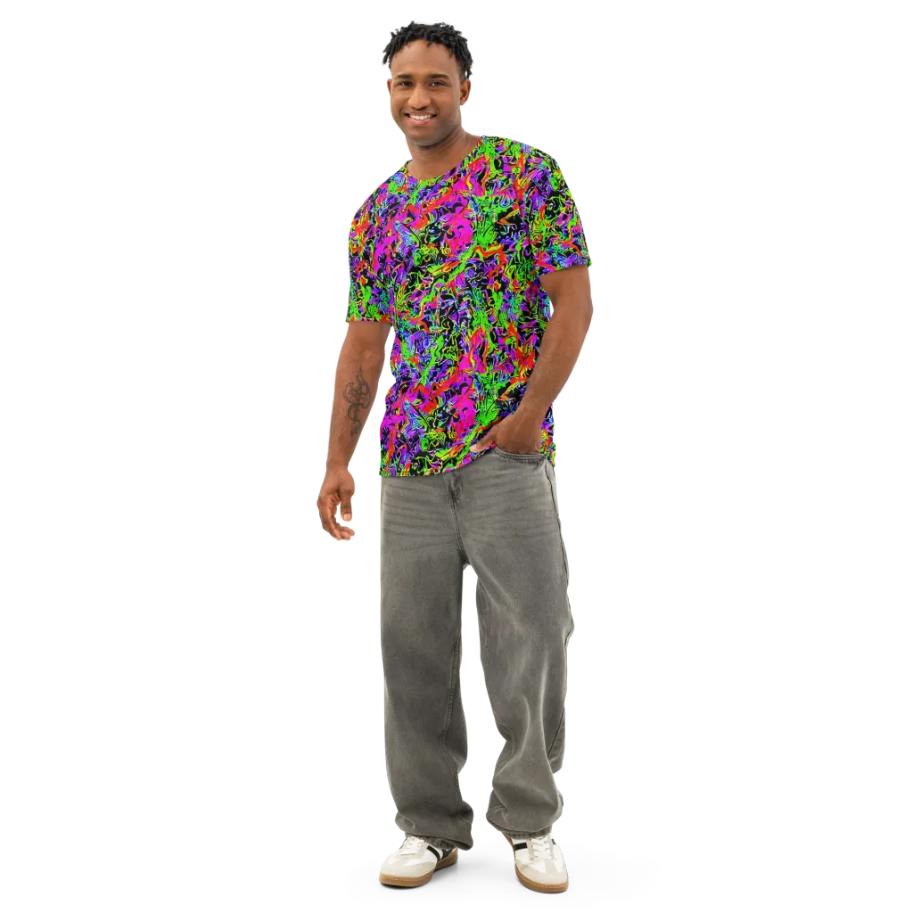 Acid Dreamscape on Men's Cotton Crew Neck T-Shirt — Front