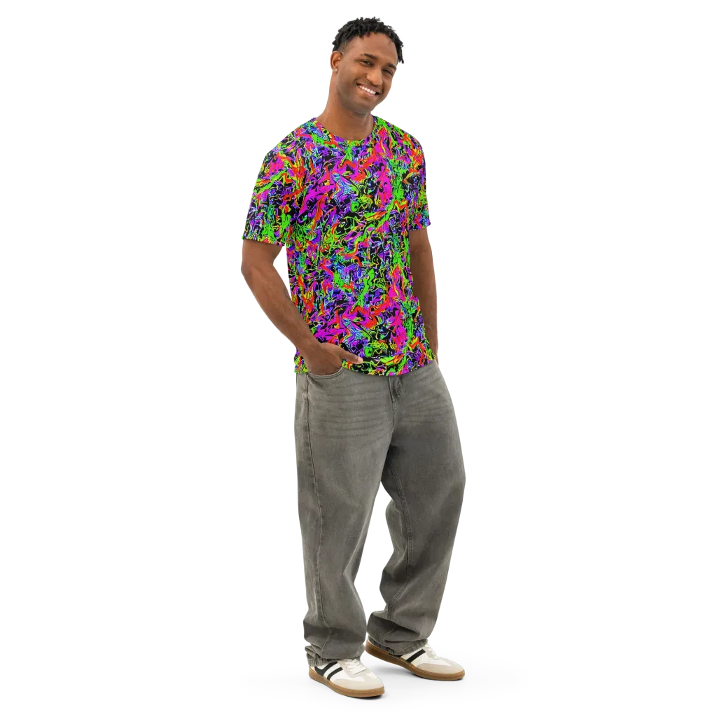 Acid Dreamscape on Men's Cotton Crew Neck T-Shirt — Right Front