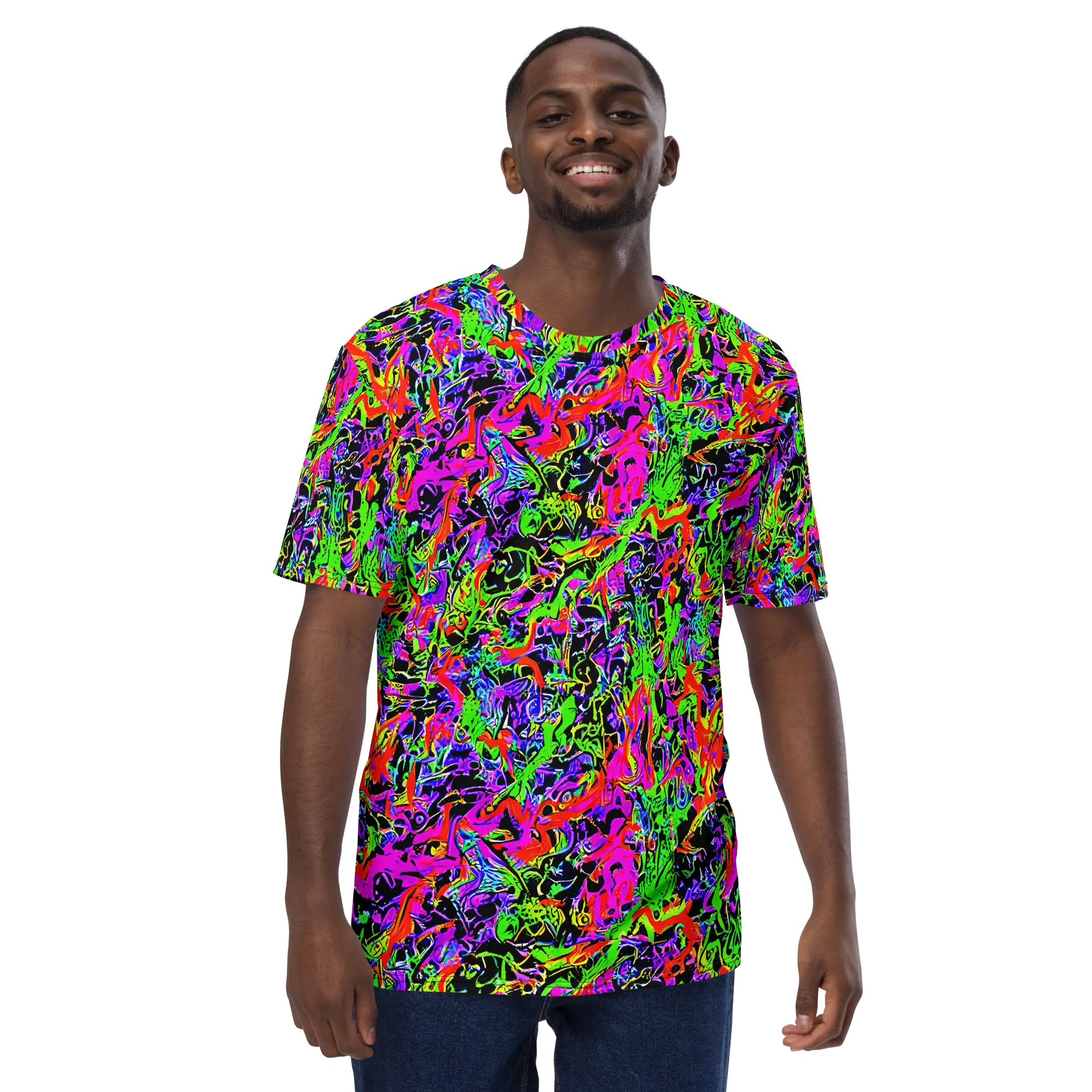 Acid Dreamscape on Men's Crew Neck T-Shirt — Front