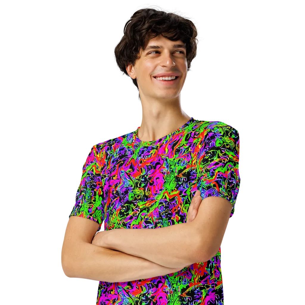 Acid Dreamscape on Men's Crew Neck T-Shirt — Left Front