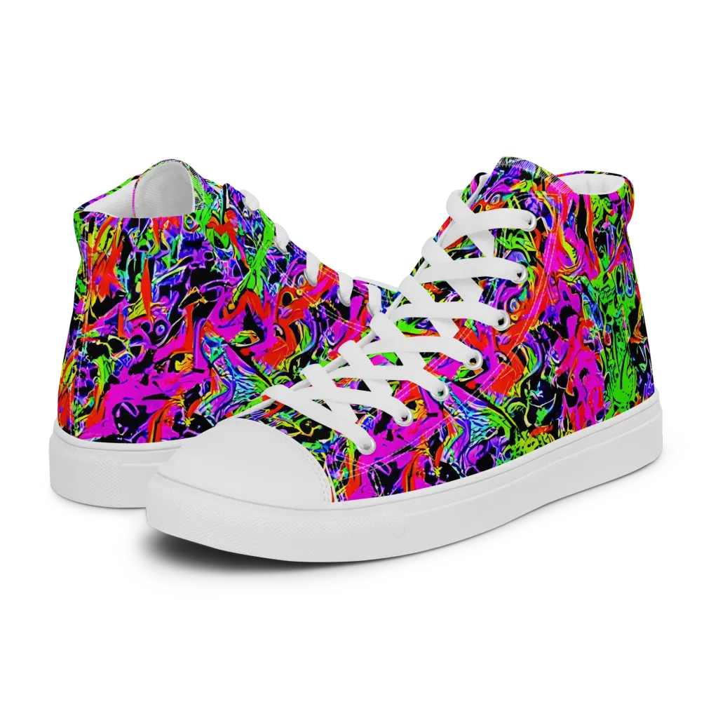 Acid Dreamscape on Men's High Top Canvas Shoes — Left