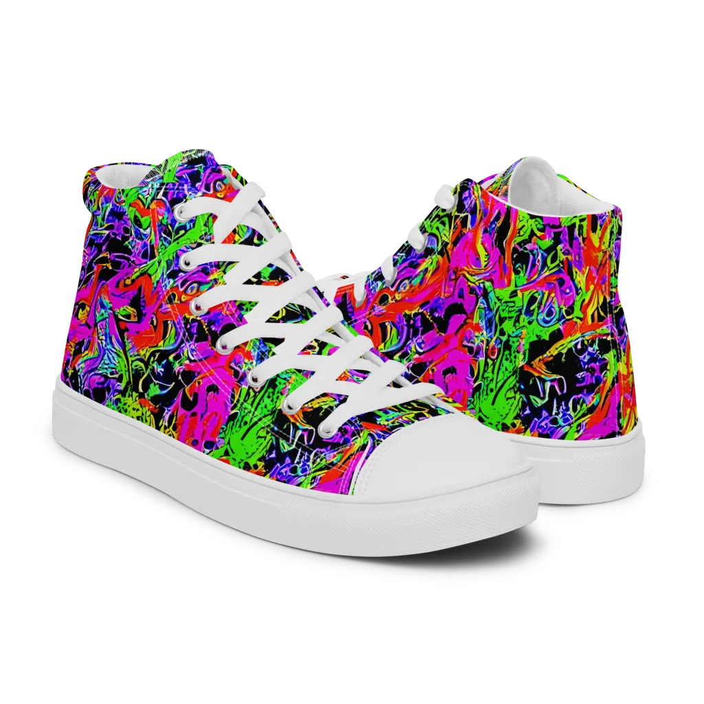 Acid Dreamscape on Men's High Top Canvas Shoes — Right