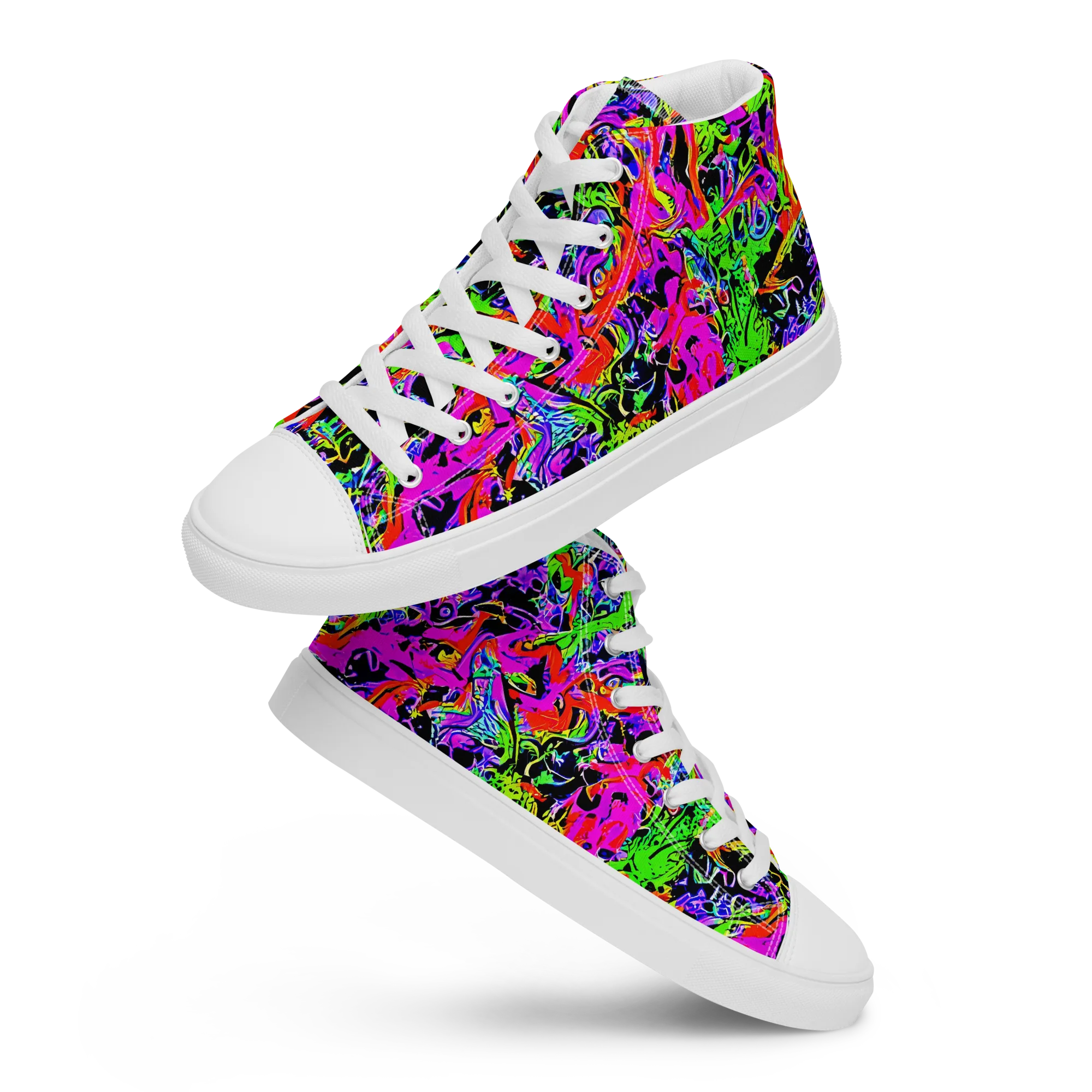 Acid Dreamscape on Men's High Top Canvas Shoes — Front