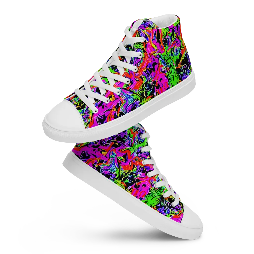 Acid Dreamscape on Men's High Top Canvas Shoes — Front