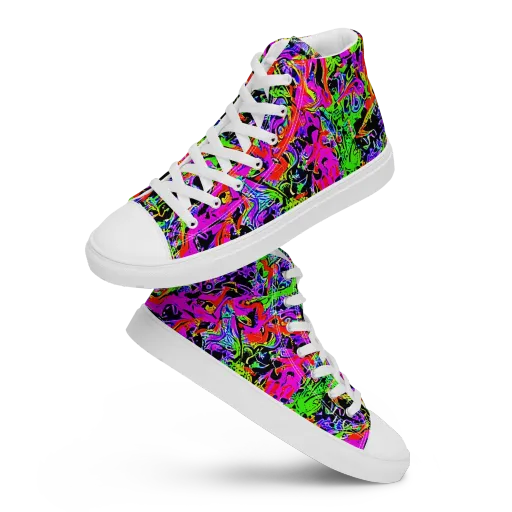 Acid Dreamscape on a Men's High Top Canvas Shoes