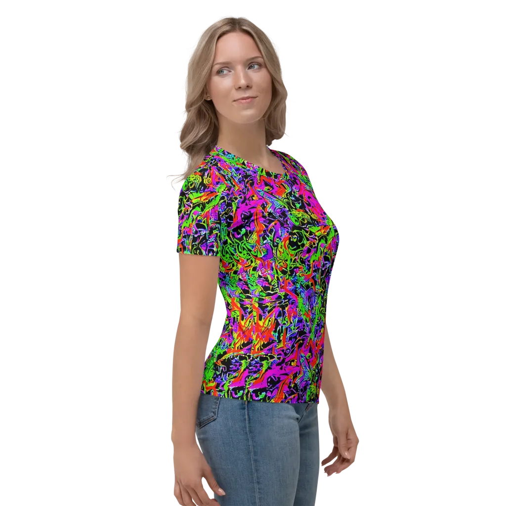 Acid Dreamscape on Women's Crew Neck T-Shirt — Right
