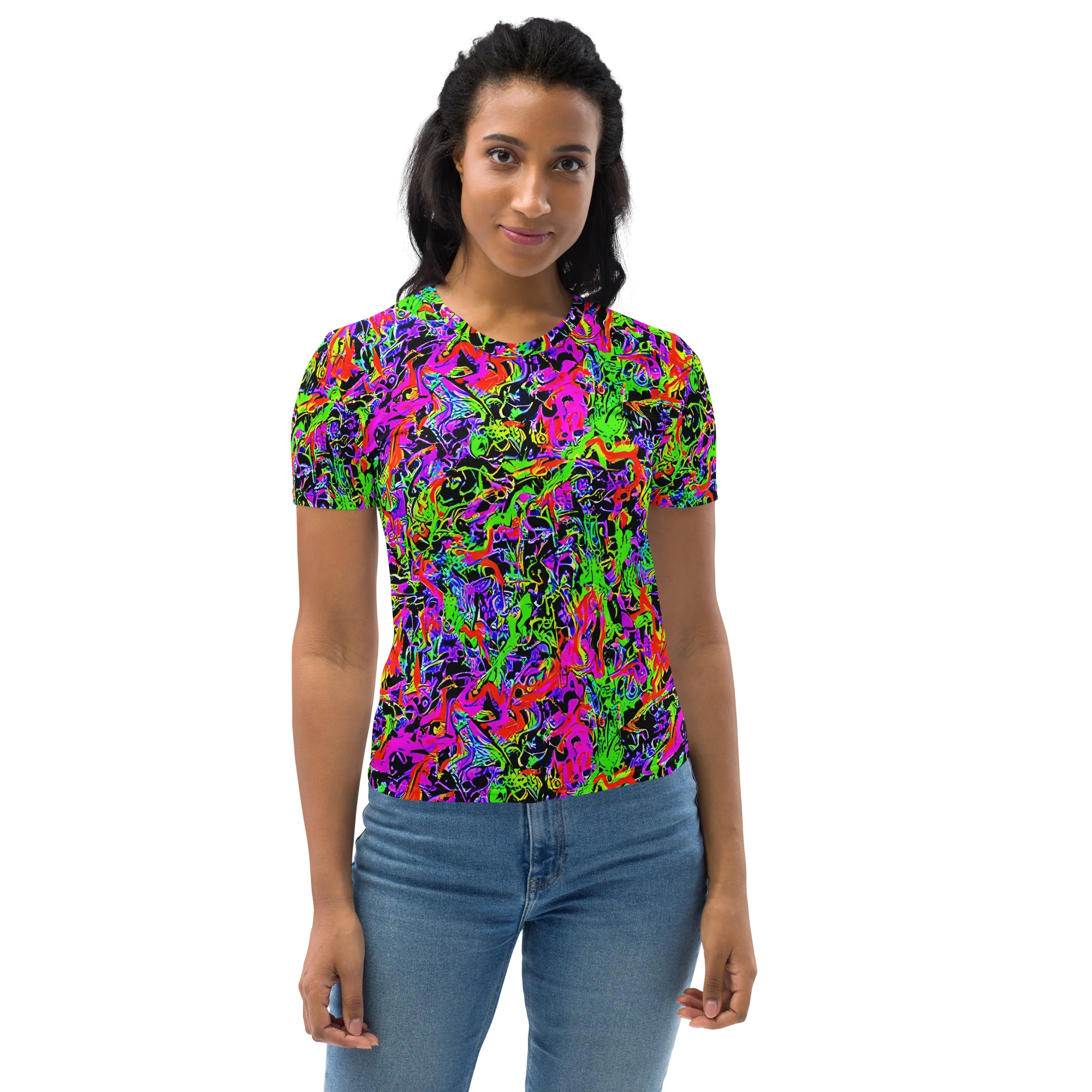 Acid Dreamscape on Women's Crew Neck T-Shirt — Front