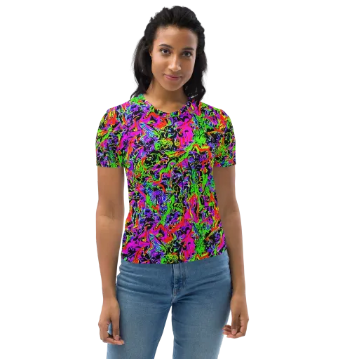 Acid Dreamscape on a Women's Crew Neck T-Shirt