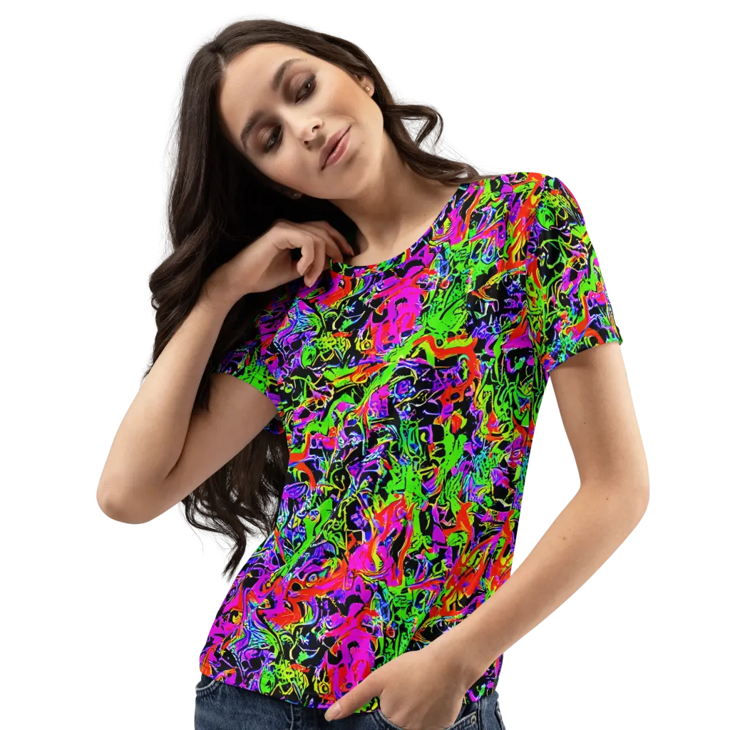Acid Dreamscape on Women's Crew Neck T-Shirt — Left Front