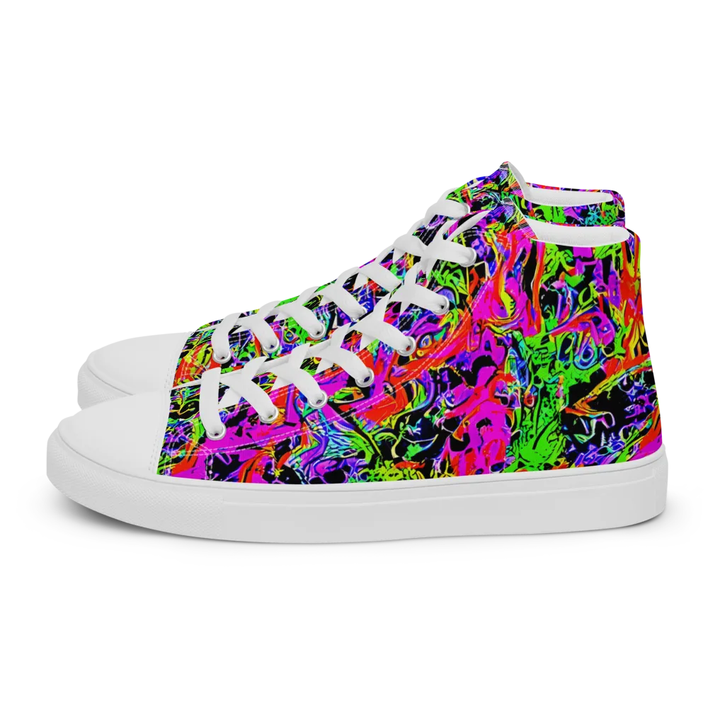 Acid Dreamscape on Women's High Top Canvas Shoes — Left