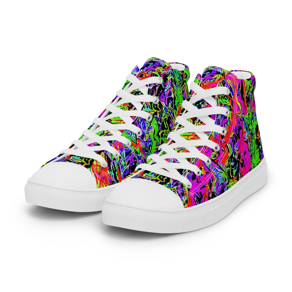 Acid Dreamscape on Women's High Top Canvas Shoes — Left Front