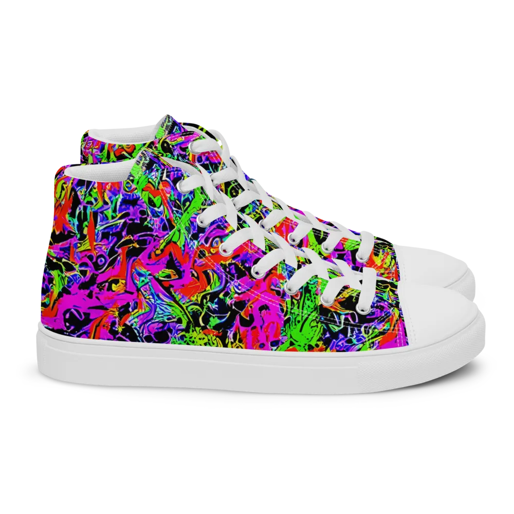 Acid Dreamscape on Women's High Top Canvas Shoes — Right
