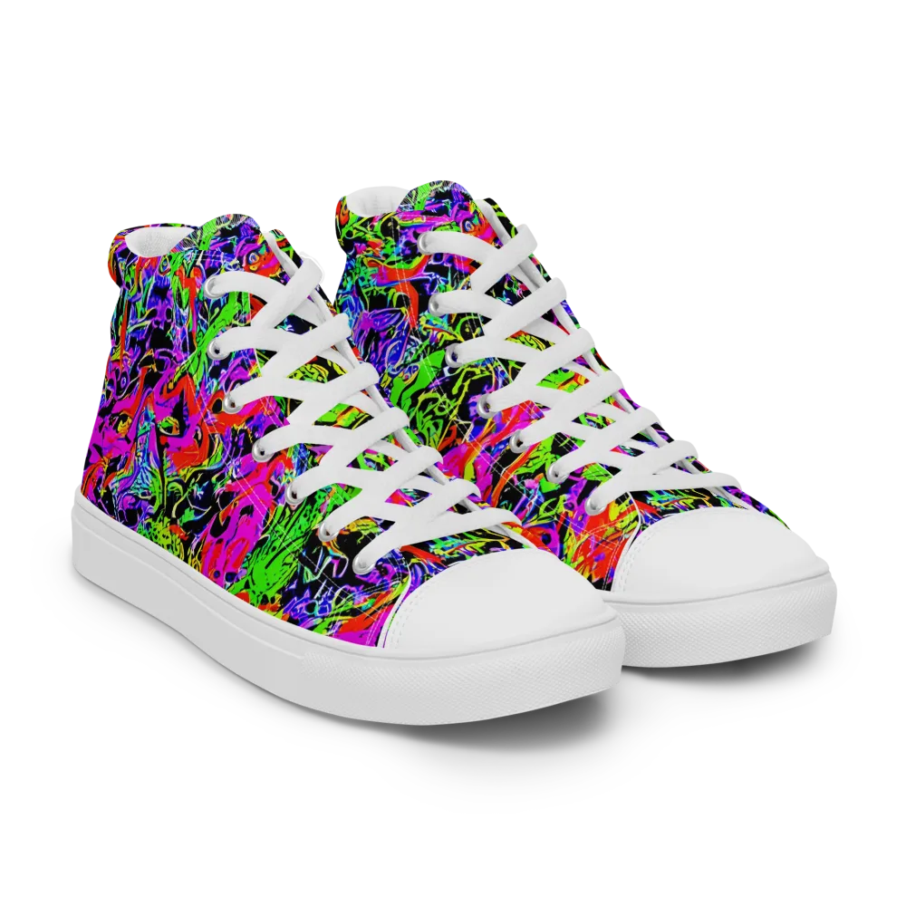 Acid Dreamscape on Women's High Top Canvas Shoes — Right Front