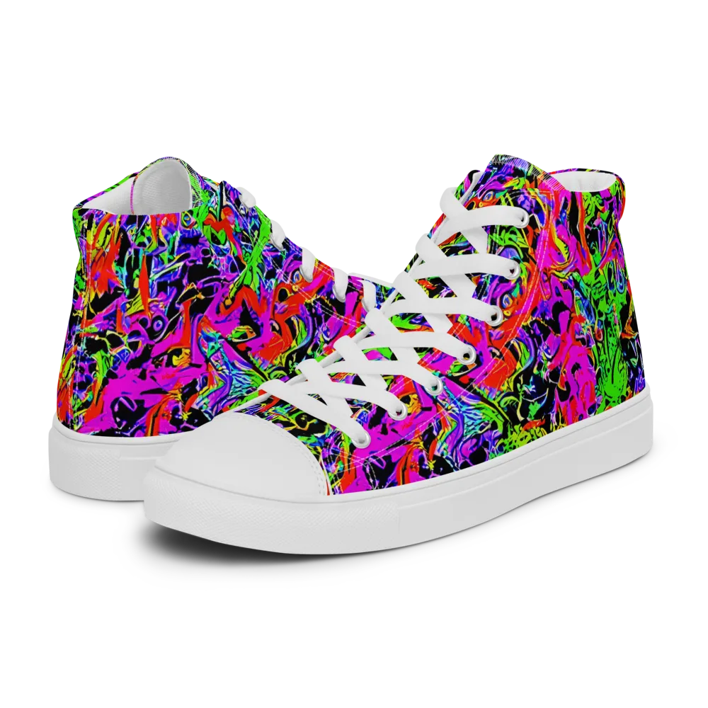Acid Dreamscape on Women's High Top Canvas Shoes — Left