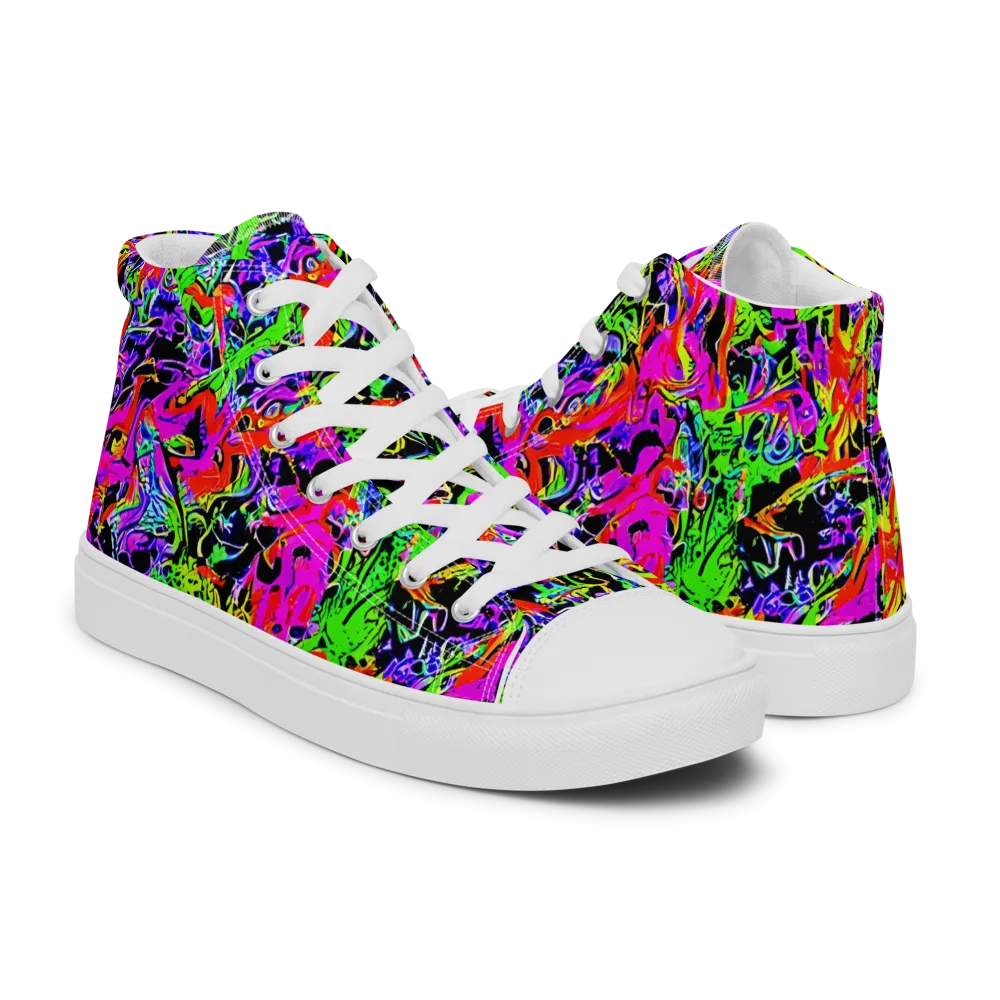 Acid Dreamscape on Women's High Top Canvas Shoes — Right