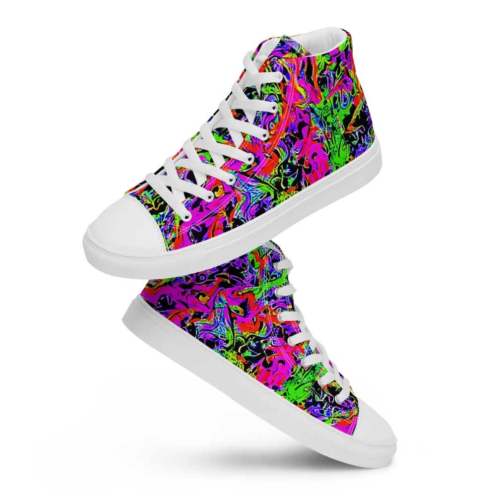Acid Dreamscape on Women's High Top Canvas Shoes — Front