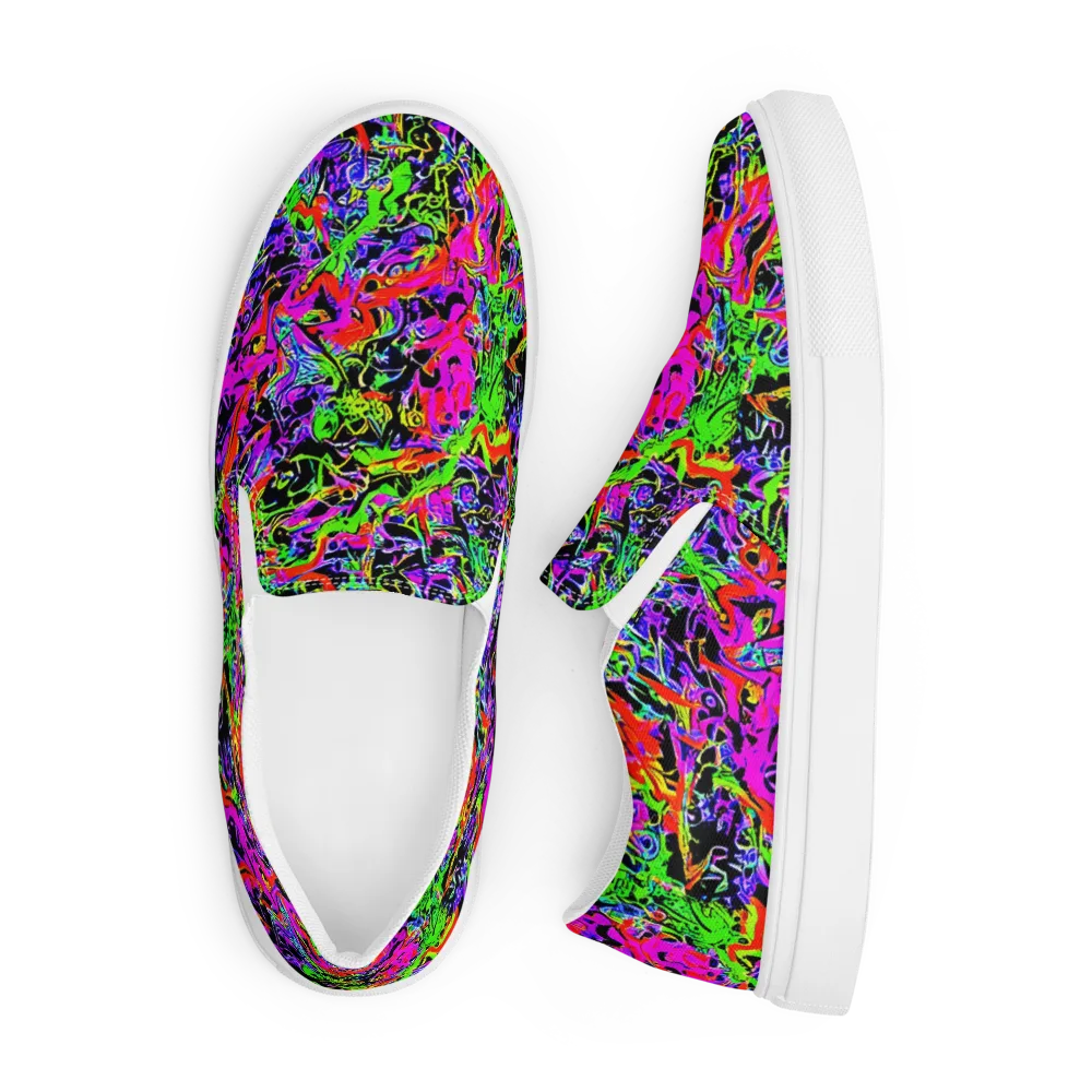 Acid Dreamscape on Men's Slip-On Canvas Shoes — Front
