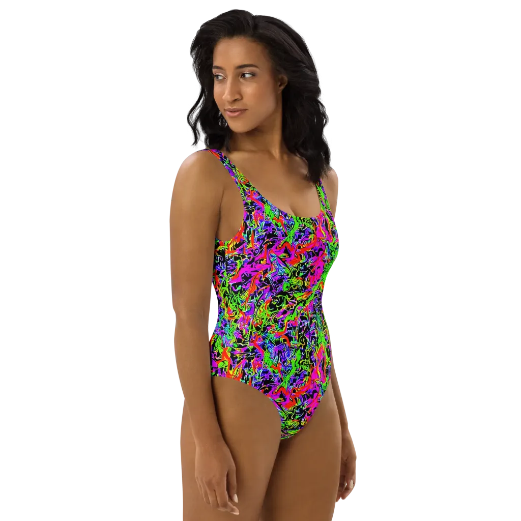 Acid Dreamscape on One-Piece Swimsuit — Right