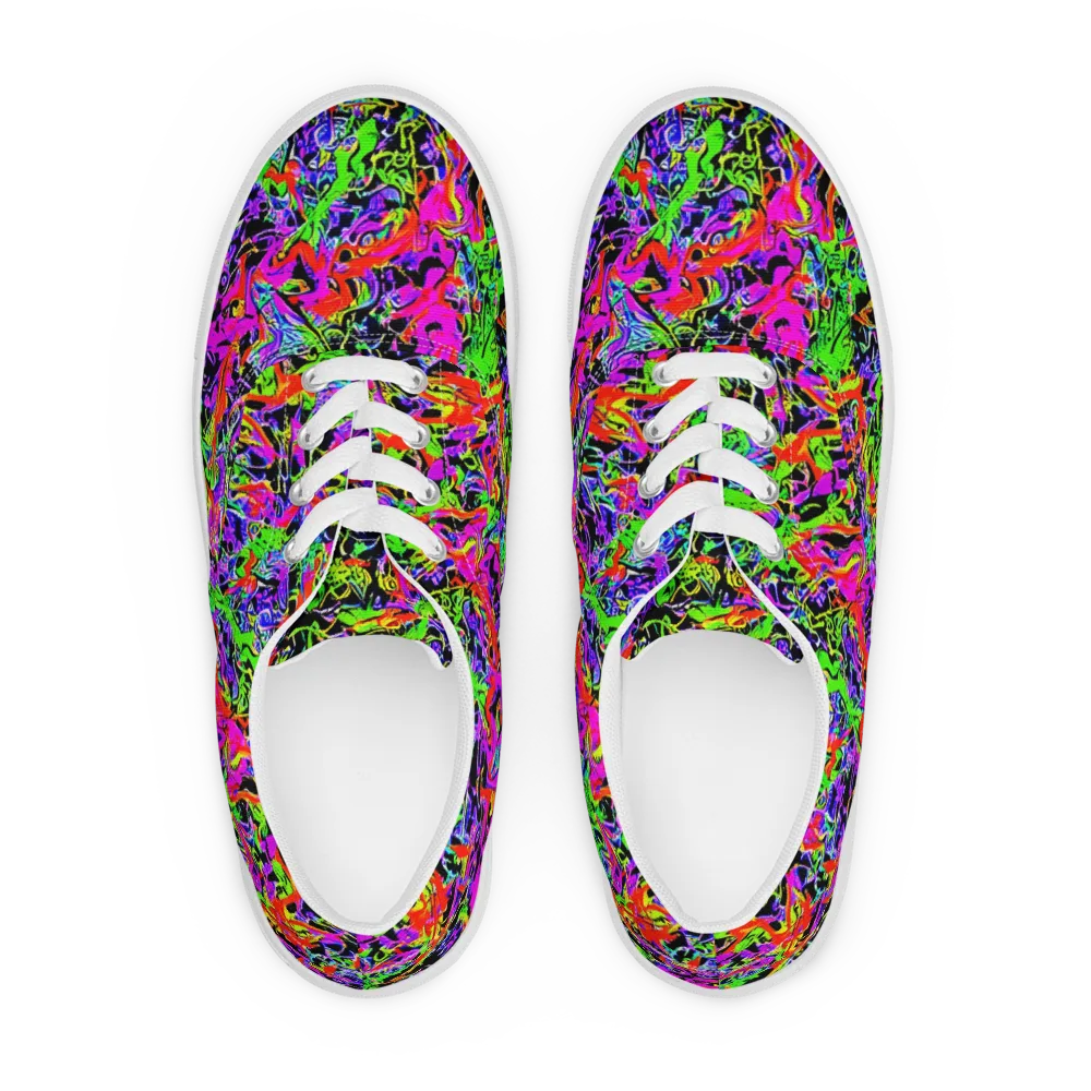 Acid Dreamscape on Men's Lace-Up Canvas Shoes — Front