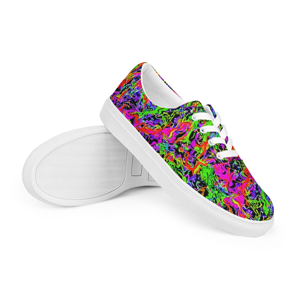 Acid Dreamscape on Men's Lace-Up Canvas Shoes — Right Front