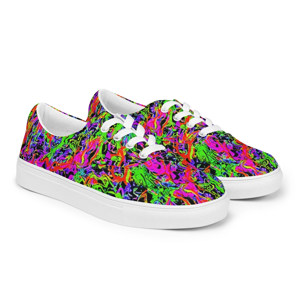 Acid Dreamscape on Men's Lace-Up Canvas Shoes — Right Front