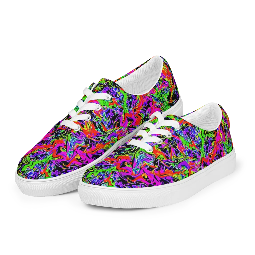 Acid Dreamscape on Men's Lace-Up Canvas Shoes — Left Front