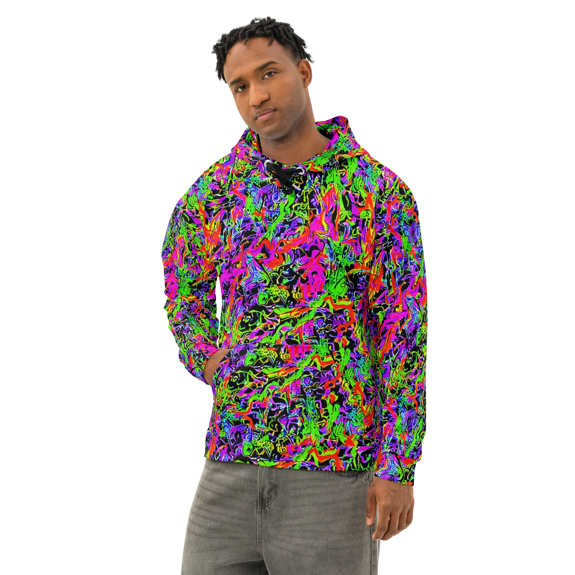 Acid Dreamscape on Cotton Hoodie — Left Front