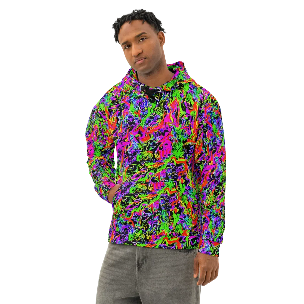 Acid Dreamscape on Cotton Hoodie — Left Front
