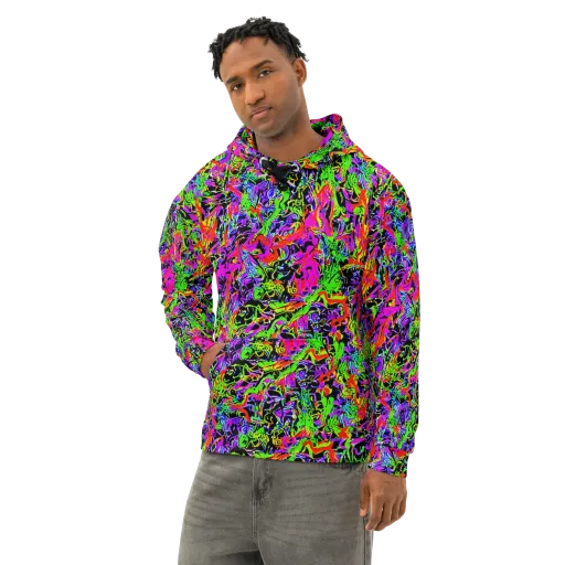 Acid Dreamscape on a Cotton Hoodie