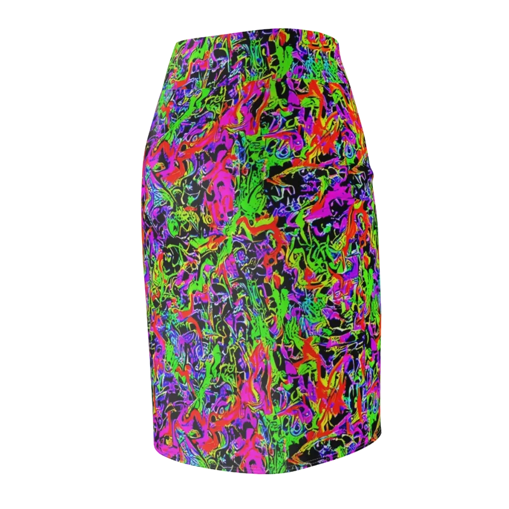 Acid Dreamscape on Pencil Skirt — Back Side