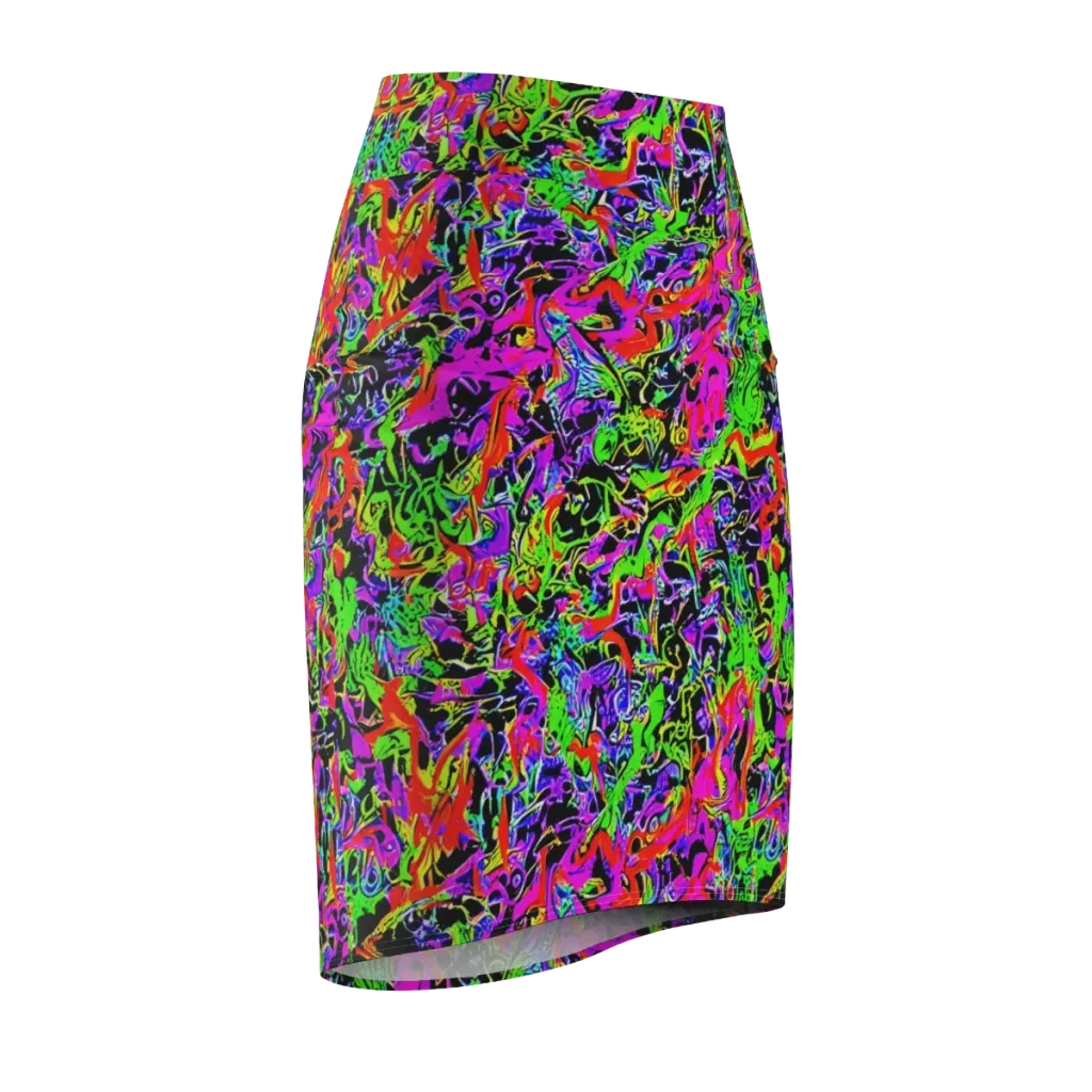 Acid Dreamscape on Pencil Skirt — Front Side