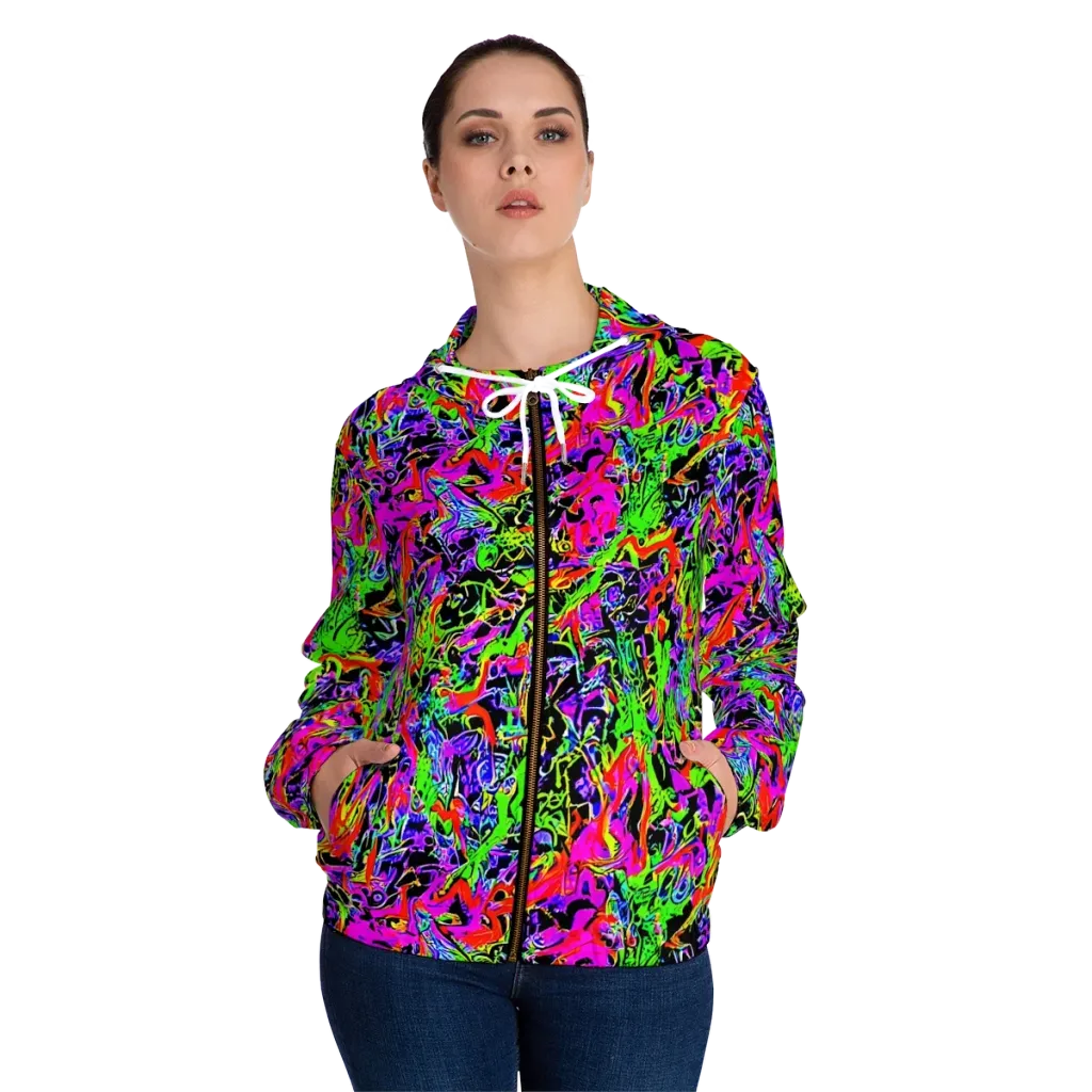 Acid Dreamscape on Women's Full-Zip Hoodie — Front On Person