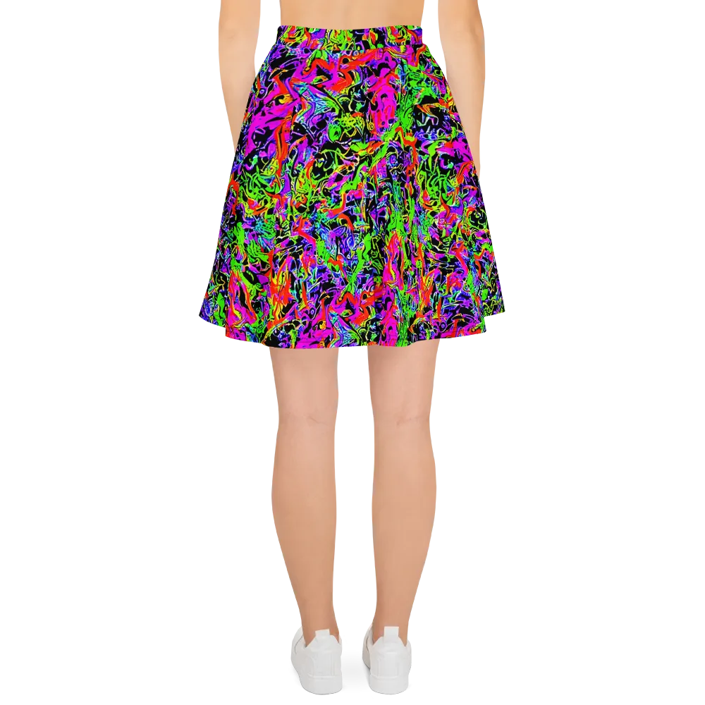 Acid Dreamscape on Skater Skirt — Back