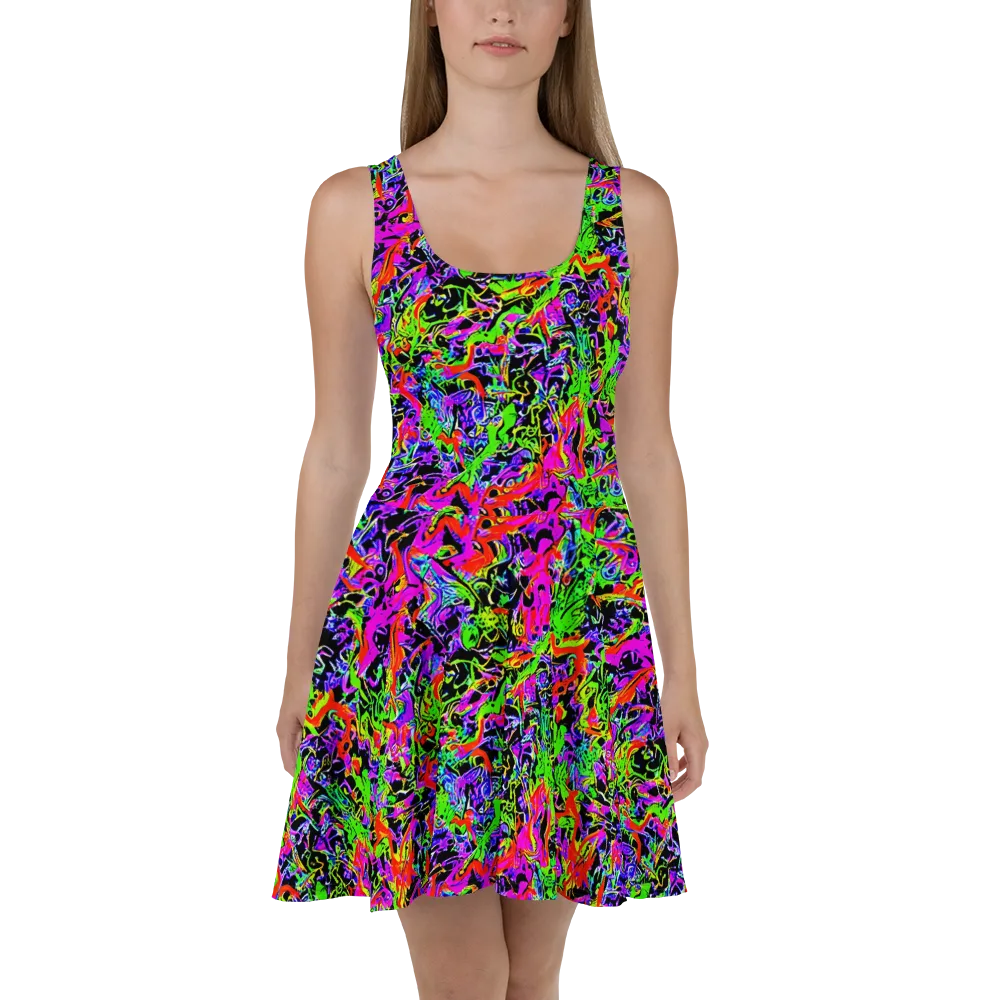 Acid Dreamscape on Skater Dress — Front
